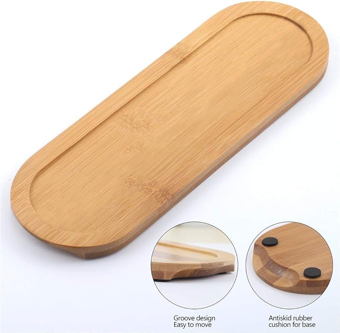 Porcelain Condiment Jar Spice Container with Lids - Bamboo Cap Holder Spot, Ceramic Serving Spoon, Wooden Tray Best Pottery Cruet Pot for Your Home, Kitchen, Counter. White,170 ML (5.8 OZ), Set of 3