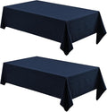 2 Pack Rectangle Tablecloth, 60x104 inch, Water Resistant Wrinkle Free Linen Textured Table Cloth Washable, Decorative Fabric Table Cover for Dining, Party and Camping, Navy Blue
