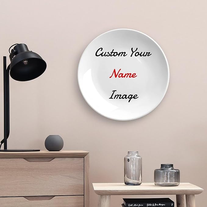 Personalized Ceramic Decorative Plate Customizable Photo Text Logo Printed for Wall Hanging or Table Decor Perfect Memorial Gifts for Anniversary or Birthday CP-144696754248036