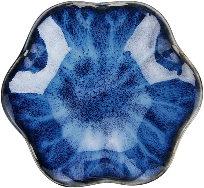 Lotus Leaf Shape Decorative Ring Tray, Small Key Bowl, Ceramic Trinket Tray Jewelry Dish Organizing Necklace Earrings, Home Decoration for Mom Best Friend Sister, Blue.