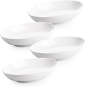 8.6" Oval Serving Bowls, 24 oz Small Oval Bowl for food, Side Dishes, Salad, Pasta, Snacks, Fruit, White Ceramic Serving Dish, Set of 4