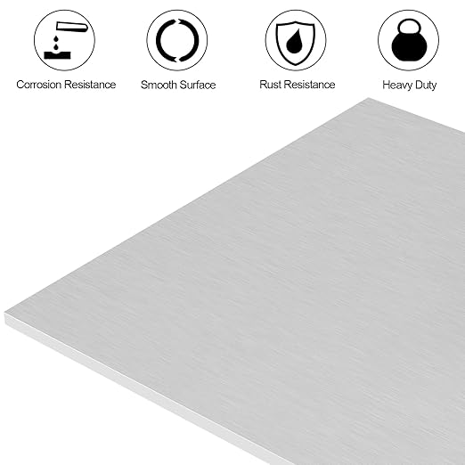 2Pack 6061 T651 Aluminum Sheet Metal 6 x 16 x 1/4 (6MM) Inch Thick Flat Plain Aluminum Plate Covered with Protective Film, Heat Treatable Rectangle 6MM Aluminum Metal Plate for Industrial
