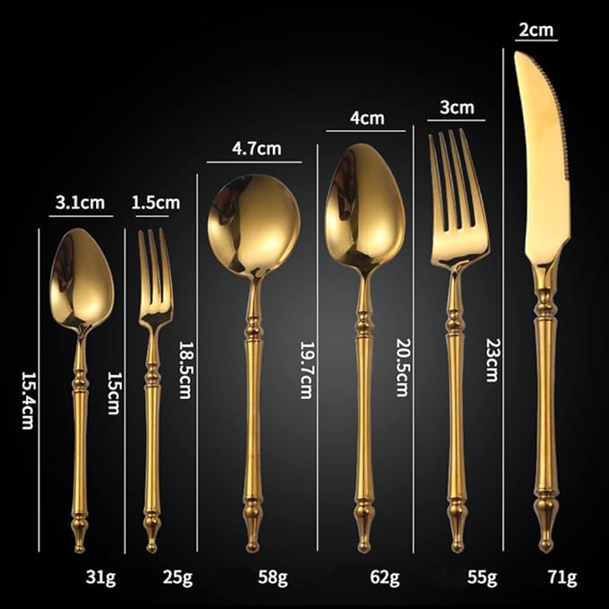 Gold Silverware Set for 10 Premium 18/10 Stainless Steel Flatware Set 40 Piece Include Knives Forks and Spoons Cutlery Utensils Light Luxury Vintage Style for Home Kitchen Christmas Restaurant