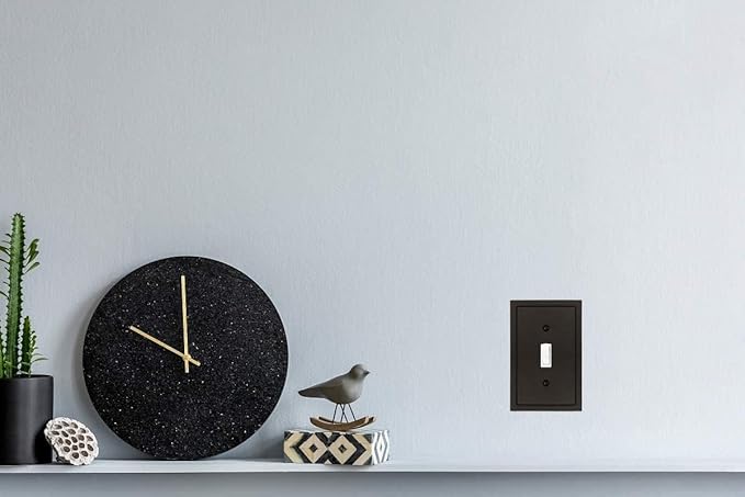 Henne Bery Modern Edge Decorative Wall Plate Switch Plate Outlet Cover, Durable Solid Zinc Alloy (Single Toggle 2PK, Matte Black)