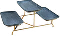 3 Tier Serving Trays for Party, 12.4 Inch Porcelain Serving Platters and Tiered Trays, Foldable Sturdy Gold Stand, for Food Display, Fruit, Cake Dessert, Decoration Entertaining, Blue