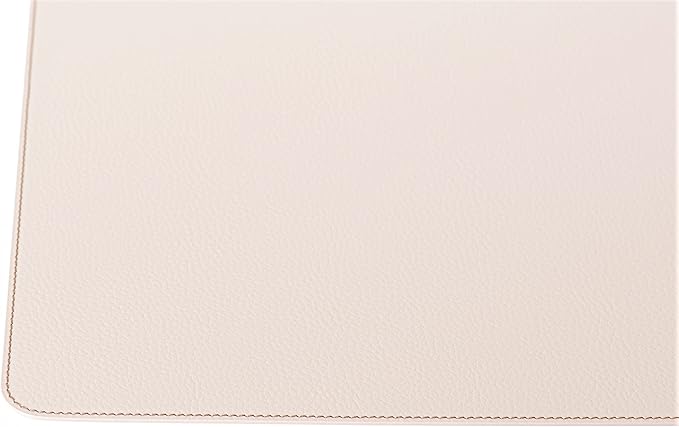 Nikalaz Set of Small 4 Table Mats and 4 Coasters, Recycled Leather, Place Mats 15.7'' x 11.8'' and Coasters 3.9'' x 3.9'' (Creamy White with Light Pink Nuance)