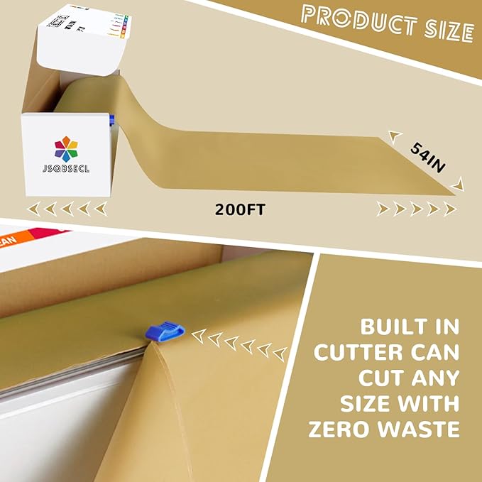 54 Inch X 200 Feet Plastic Table Cover Roll with Convenient Slide Cutter, Disposable Plastic Table Cloth Roll with Cut-to-Size Design for Weddings, Banquets, Parties (Gold)