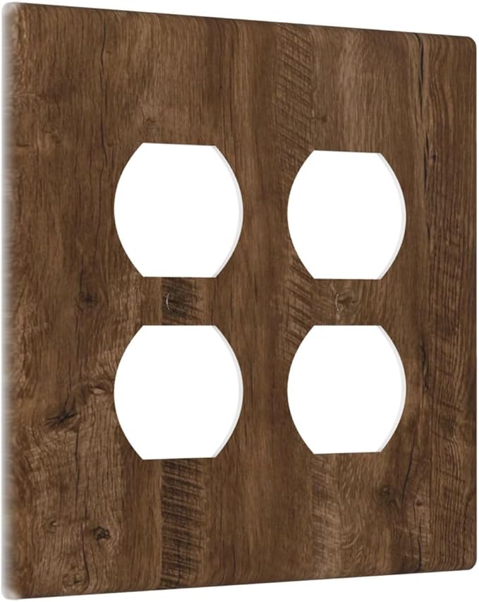 Light Switch Cover Brown Rustic Wood Grain Farmhouse 2 Gang Decorative SwitchPlates Double Duplex Wall Plates Switch Plates and Outlet Covers for Cabin Bedroom Decor