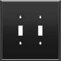 LIDER Double Toggle Switch Acrylic Wall Plate, Mirrored Dual Light Switch Plate, Plexiglass Switch Cover, Reflective Finish, Modern Decoration Upgrade, Oversized 2-Gang 5.25" x 5.25", Black