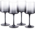 Navaris Gray Square Wine Glasses (Set of 4) - Smoke Color Wine Glasses with Stems - Glassware with Stem for Serving Wine, Cocktails, Beer, Dessert