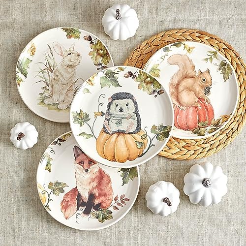 Bico Woodland Critters Ceramic Salad Plates, 8.75 inch, Set of 4, for Salad, Appetizer, Microwave & Dishwasher Safe - Image 5