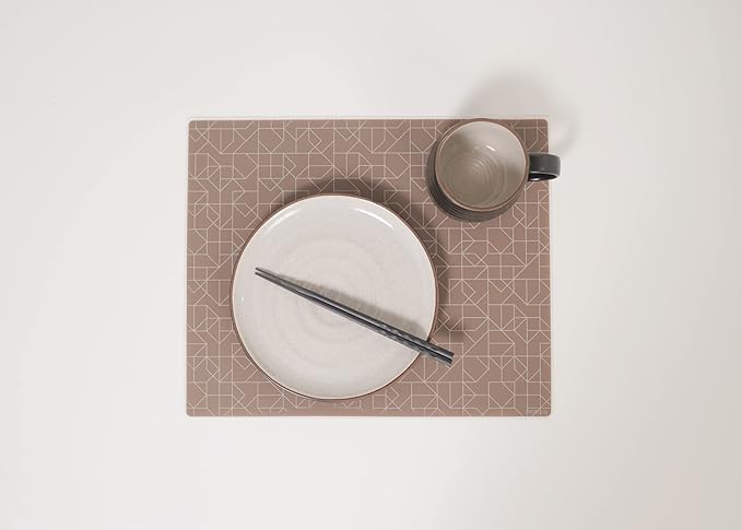 Mintrico placemat for Dining Table Set of 2 Silicone Heat Resistant Non Slip (Brown)
