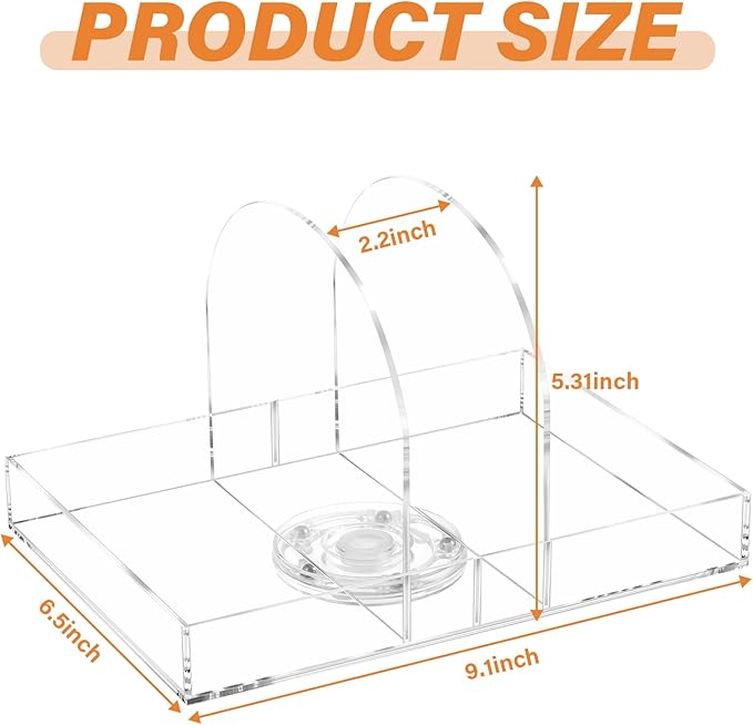 Acrylic Napkin Holder, Rotating Clear Napkin Dispenser for Salt and Pepper Holder Tray, Acrylic Tissue Box for Dining Table Decor, Kitchen, Bar, Restaurant