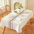 Zobesta Linen Tablecloths Rectangular 70 x 53 Inch, White Table Cover Waterproof Washable Farmhouse Soft Boho Table Cloth Rectangle Tables for Outdoor, Kitchen
