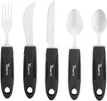 Restaurantware Adaptive Utensils - 1 count Stainless Steel, 9.843 x 5.118 x 1.575 Inches, Ergonomic Eating Aids, Non-Slip Utensil Set for Arthritis, Secure Grip Design, Black