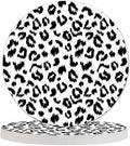 Leopard Print Drink Coaster Wild Animal Skin Pattern Art Black and White Spotted Leopard Beautiful Home Decor Diatomite Heat-Resistant Diatomite 4 Inch for Cold Drinks Wine Mugs Cups