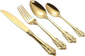 Gold Silverware Set 18/10 Stainless Steel Flatware Sets Palace Style 24 Piece Delicate Cutlery Set for 6 Durable Home Kitchen Wedding Tableware Utensil Include Knifes Teaspoons Forks and Spoons