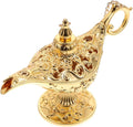 Mini Vintage Aladdin Magic Genie Lamp,Metal Wishing Light,Arabian Costume Props Lamp Tabletop Decor Crafts for Home/Wedding Decoration&Gift for Party/Halloween/Birthday (Gold)