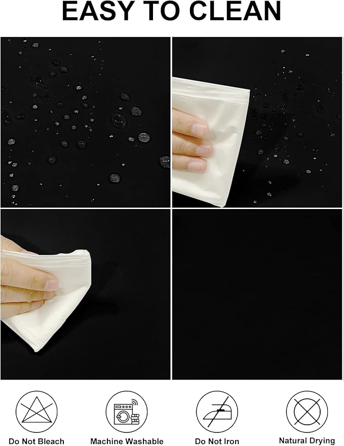 Fokitut 6 Pack Waterproof Round Tablecloth, 90 Inch, Stain Resistant and Wrinkle Polyester Table Cloth, Fabric Table Cover for Kitchen Dining, Wedding, Party, Holiday Dinner-Black