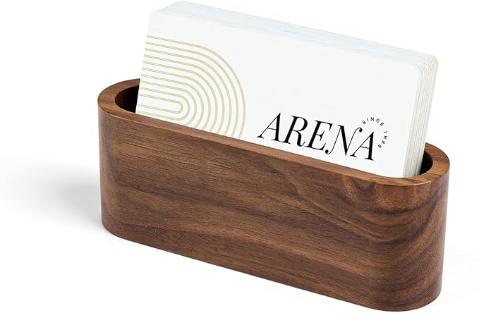 Business Card Holder for Desk, Minimalist Wooden Desk Organizer, Stylish Office & Home Decor for Professional Card Display