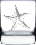 Bevvee Starfish Rocks Glass - Beach Themed Decor and Decorative Ocean Glassware Gifts for Women and Men - 10.25 Oz Glasses