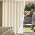 H.VERSAILTEX Linen Blackout Curtains Durable Thick Textured Linen Look 100% Blackout Patio Door Curtain Anti Rust Grommet Extra Wide Sliding Door Curtain Panel, Bleached Sand, W100 x L96 inch