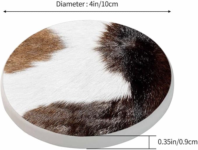 Cow Skin Texture Coasters for Drinks 2 Pack Africa Animal Camouflage Close Up Hairy Texture Tabletop Protection Kitchen and Coffee Table Décor & Accessories,Set of 2