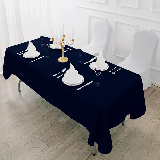 Fokitut 2 Pack Waterproof Rectangle Tablecloth, 90x132 Inch,Stain Resistant and Wrinkle Polyester Table Cloth, Fabric Table Cover for Kitchen Dining, Wedding, Party, Holiday Dinner-Black