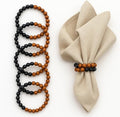 Napkin Rings Set of 6 - Modern Napkin Holder Rings with Wooden Beads | Dinner Napkin Ring for Holiday & Christmas, Birthday Party, & Wedding Decor - Farmhouse Napkin Rings Bulk (Yoko)