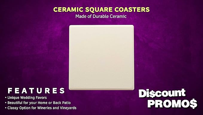 10 4" Square Ceramic Coasters Set - Cork Bottom, Serve Ware - Natural