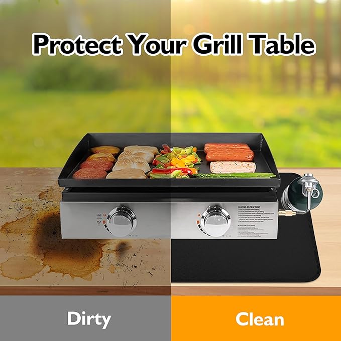 24x36in Heat Resistant Grill Mats for Outdoor Grill to Protect Your Prep Table and Outdoor Grill Table - Fire Proof & Water Proof & Oil Proof BBQ Mat - Black (1mm)