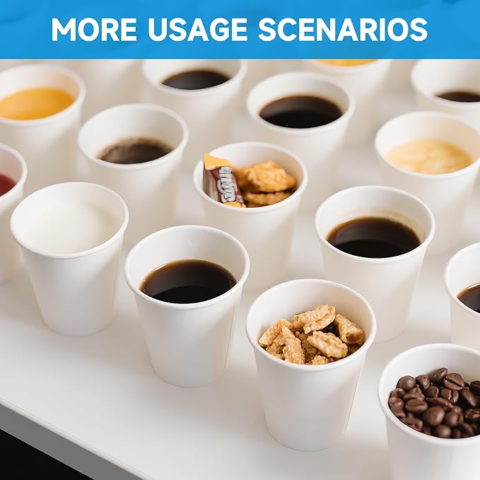 RACETOP 8 oz 300 Pack Disposable Paper Coffee Cups, Disposable Paper Cups, Hot Coffee Cups for Office, Party, Home