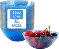 Tinybee 30 Pack Blue Plastic Bowls - Blue Disposable Bowls for Party with Gold Rim, 16-20oz Premium Hammered Bowls Disposable Heavy Duty, Plastic Salad Bowls for Milk Cereals, Snacks, Salads