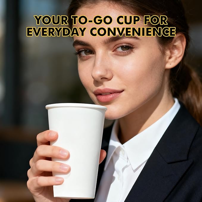 [200 Pack] 16 oz Coffee Cups, Disposable Paper Coffee Cups, Hot Coffee Cup, Perfect for Party, Picnic, Travel, and Events