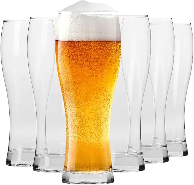 Krosno Tall Beer Pint Glasses, Set of 6, 16.9 oz, Chill Collection, Beer Tatsing, Lager, IPA APA Glasses, Dishwasher Safe, Made in Europe