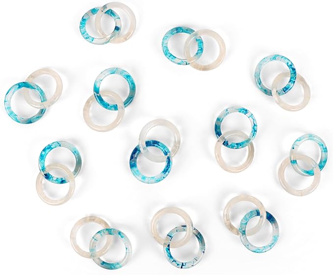 CLEENTABLE Epoxy Resin Napkin Ring - Set of 8 Interlocked Handmade Farmhouse Table Decor for Dining, Weddings, Holidays - Durable Elegant Napkin Holders for Special Occasion Blue Opaque