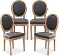 SoarFlash French Dining Chairs Set of 4, Vantage Dining Chair with Round Back, Farmhouse Country Dining Chair for Kitchen,Bedroom,Deep Grey
