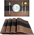 PIGCHCY Placemats,Durable Placemats for Dining Table,Washable Woven Vinyl Kitchen Placemats Set of 4 (Brown)