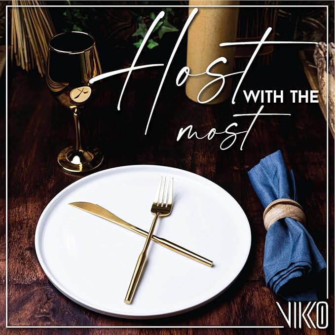 Vikko Salad Plate, Set of 4 White Plates, Bone China, Stackable 10 Inch Dinner Plates, Dishwasher Safe