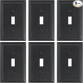 6-Pack Classic Beadboard Single Toggle Light Switch Cover Plate, Durable Natural Bamboo Fiber Decorative Switch Plate Covers, Matte Black 1 Gang Wall Plate