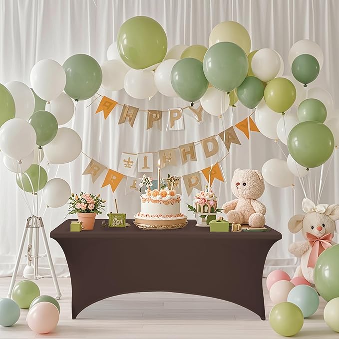 2Pack 8FT Table Cloth for Rectangular Fitted Events Stretch Coffee Table Covers Washable Spandex Tablecloth Protector for Party, Wedding, Cocktail, Banquet, Festival