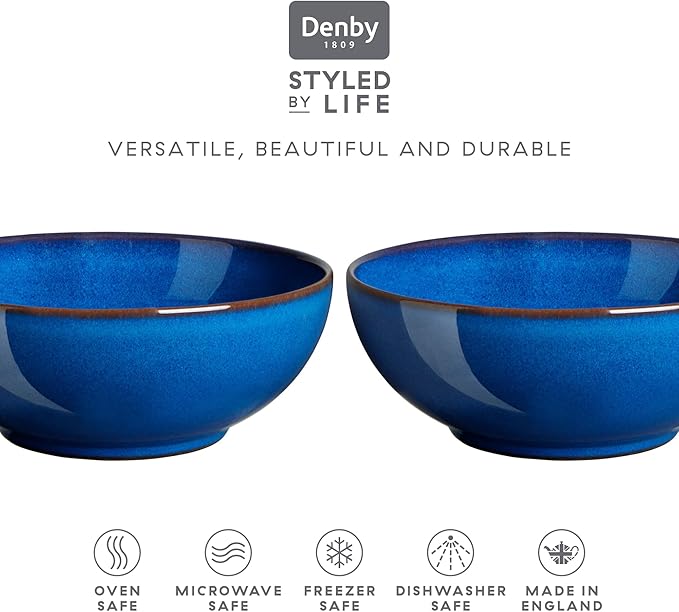 Denby Imperial Set of 4 Coupe Cereal Bowl Set, One size, cobalt blue