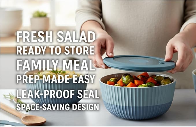 Mixing Bowls with Airtight Lids – 8 Piece Nesting Kitchen Set – BPA-Free, Leak-Proof & Stackable – Dishwasher, Microwave & Freezer Safe