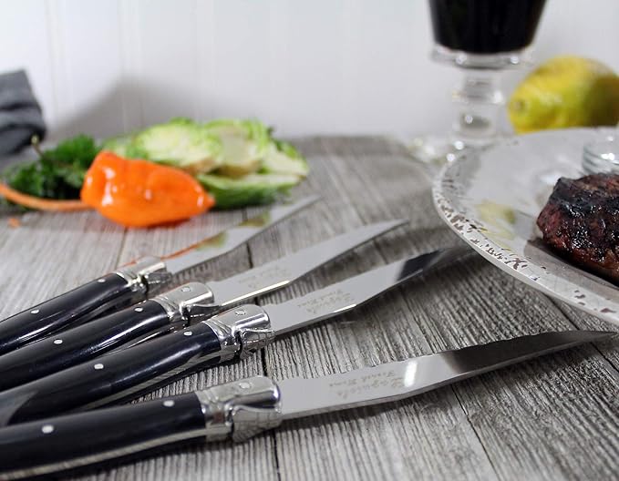 French Home Laguiole 20 Piece Flatware Set – Stainless Steel Flatware Set for 4 – Luxurious Black Onyx Utensil Set with Knives, Spoons and Forks
