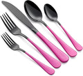 20-Piece Purplish Red Silverware Set 18/0 Stainless Steel Black Silverware Set Purplish Red Handle Cutlery Black Set Service for 4 Dinner Knives Forks Spoons Flatware Set Dishwasher Safe