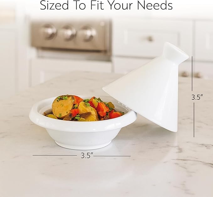 Restaurantware 3.5 Inch Tajine Pots 10 Mini White Appetizer Bowls - Tajine Style With Dome Cover White Porcelain Tiny Bowls Chip-Resistant For Samples Sauces Or Spices