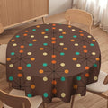 Mid Century Boho Round Tablecloth, 50s Mid Century Modern Geometric Pattern Tablecloth for Home Party Dining Room Kitchen Decor 70Inch(178cm)