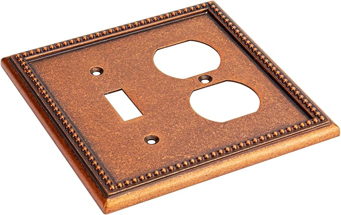 Henne Bery Raised Pearls Decorative Wall Plate Switch Plate Outlet Cover (Toggle/Duplex, Sponged Copper)