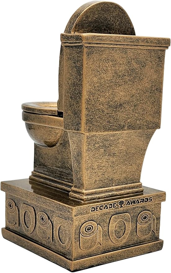 Decade Awards Action Pedestal Gold Toilet Bowl Trophy with Optional Inserts - Custom Engraved Plate On Request (7 Inch Tall)