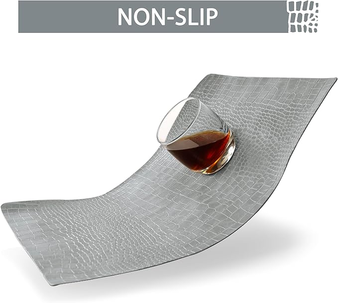 Set of 4 Faux Leather Placemats, PU Table Mats, Waterproof, Stain Resistant, Heat Resistant, Easy to Clean for Kitchen Dining Table,Conference Table